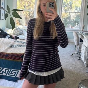 Cashmere Striped Purple and White Sweater